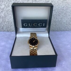 Gucci Vintage 3400M Watch Diamond Dial Gold Tone Near Mint Preowned Condition